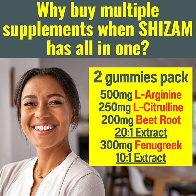 SHIZAM Beets Fenugreek Super Nitric Oxide Gummies w L-Arginine L-Citrulline, Beet Root Chews Chweable Chewables Capsules Pills Supplement Supplements Alt, Bootroot Flow Adults Men Beats