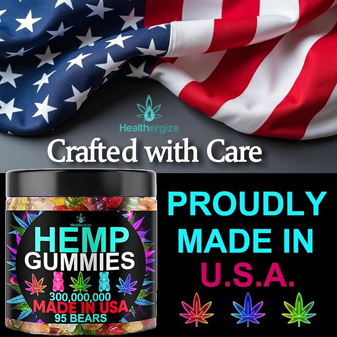 Hemp Gummies Sleep Relaxation Edibles-Natural Fruity Flavors Gummy Bears for Bedtime-Advanced Hemp Oil Infused-Made in USA