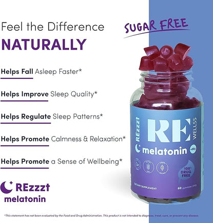 Melatonin Gummies | 5mg Melatonin Sleep Support Gummy for Adults | Fall Asleep Supplement for Health | Magnesium L-Theanine Chamomile | Gluten & Gelatin Free, Sugar Free Sleep Aid | 2 Pack