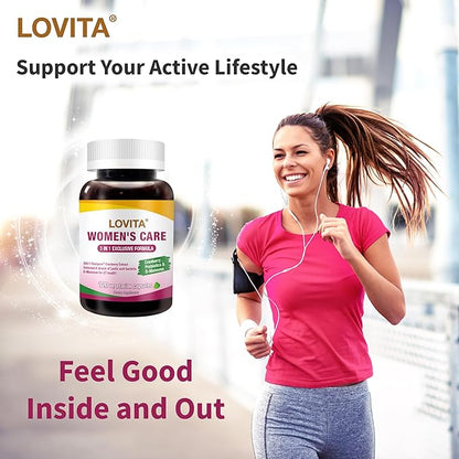 Lovita Women's Care Supplement with D-Mannose, Cranberry & Probiotics - Supports Urinary Tract Health, 120 Vegetarian Capsules