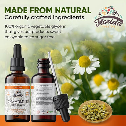 Chamomile Tincture, Organic Chamomile Extract (Matricaria Recutita) Flowers