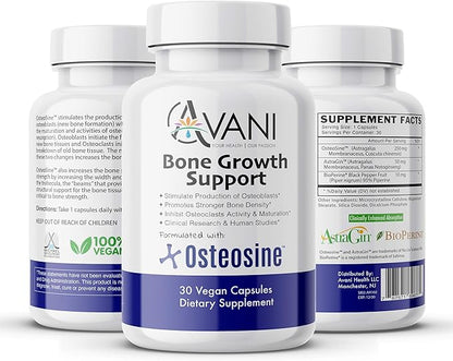 – Osteosine Bone Growth Support - Increase Bone Calcium Levels and Bone Strength - Enhanced Absorption with BioPerine and AstraGin - Gluten Free Bone Supplement - 30 Vegan Capsules