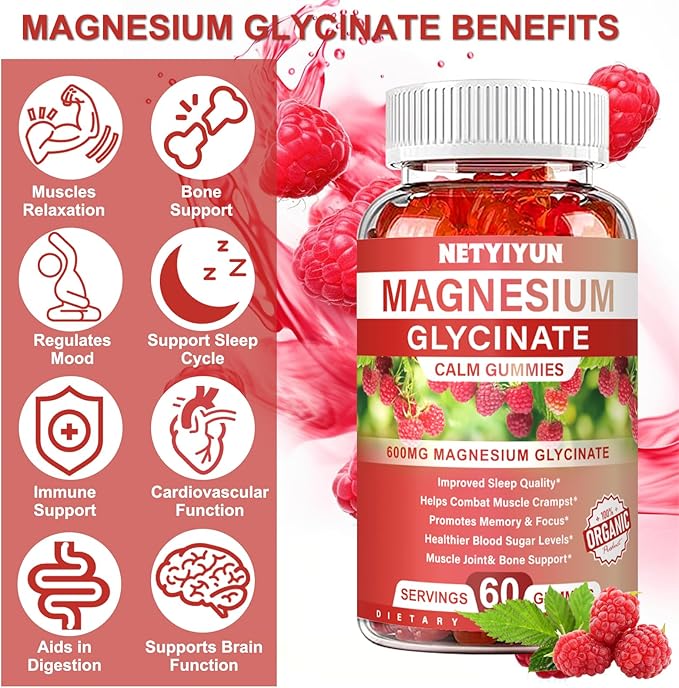 Magnesium Glycinate Gummies 600mg, High Absorption Magnesium Supplement for Adults,Include 200mg Magnesium L-Threonate, Magnesium Support Sleep Quality, Relaxation, Stress Relief Pack of 1