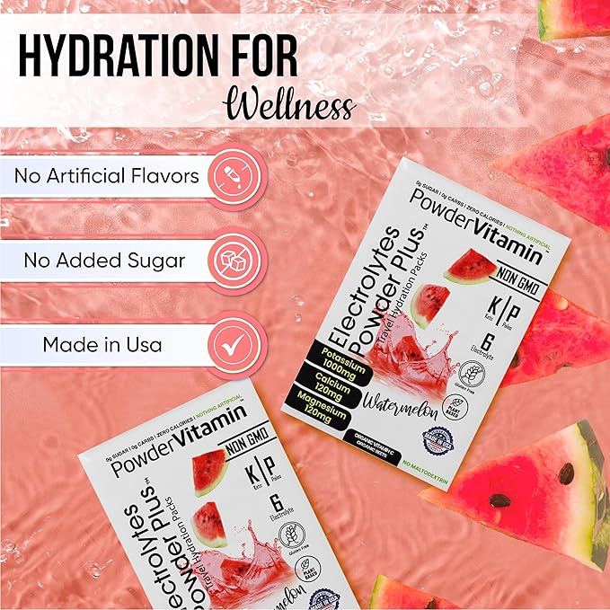 Electrolytes Powder Plus, Keto, Watermelon, Sugar Free, 1000mg Potassium, 120mg Calcium, 120mg Magnesium, Non-GMO, Zero Calories, 30 Hydration Packets