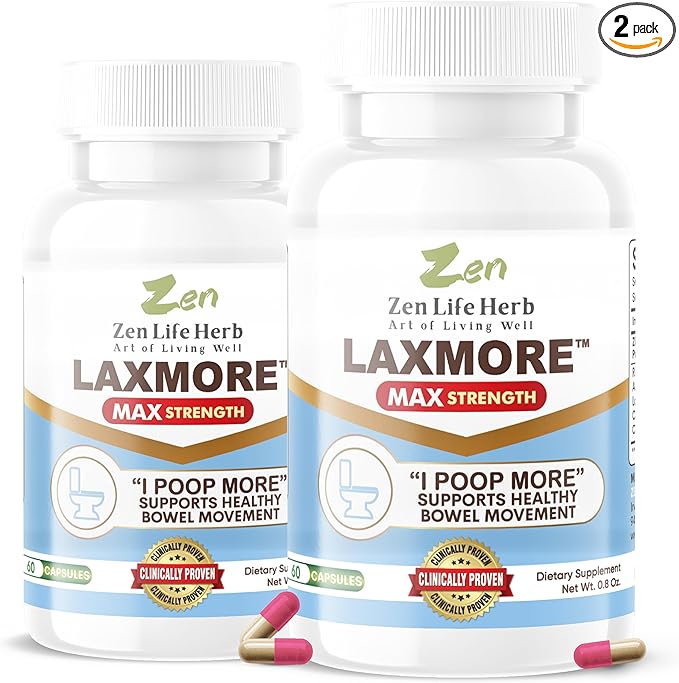 LAXMORE I Poop More Max Strength 100% Natural Plant-Based Supplement (120 Capsules)
