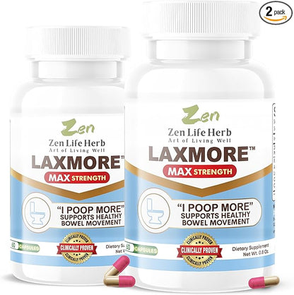 LAXMORE I Poop More Max Strength 100% Natural Plant-Based Supplement (120 Capsules)