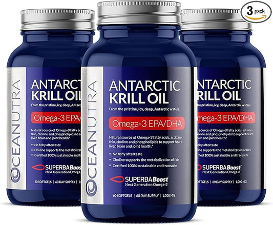 100% Pure Organic Krill Oil 1000mg, 180-Day Supply, Omega 3, Highest Concentration 56% Phospholipids, Wild Caught, Sustainable Antarctic SuperbaBoost, Astaxanthin,Omega xl,Heart, Skin Care,No Fish Oil