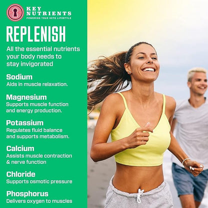 KEY NUTRIENTS Electrolytes Powder Packets - Refreshing Watermelon 40 Pack Hydration Packets - Travel Hydration Powder - Made in USA - No Sugar, No Calories, Gluten Free