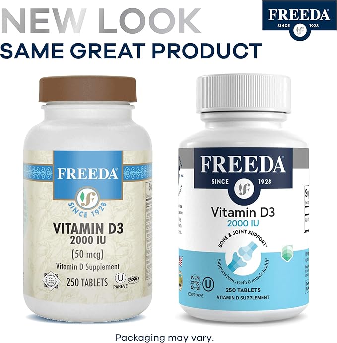 FREEDA Vitamin D3-2000 IU – High-Potency Vitamin D for Bone Strength & Immune Support – Easy-to-Swallow Tablets – 100 Tiny Tablets