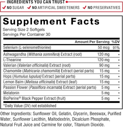 FORCE FACTOR Somnapure Softgels 2-Pack Sleep Aid to Fall Asleep Faster, Stay Asleep Longer, Wake Up Refreshed, Sleep Aid for Adults with Melatonin, Ashwagandha, Valerian Root, 120 Softgels
