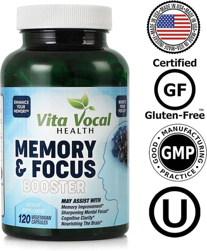 VitaVocal Premium Memory Focus Supplement, Boosts Clarity and Concentration | Brain Booster