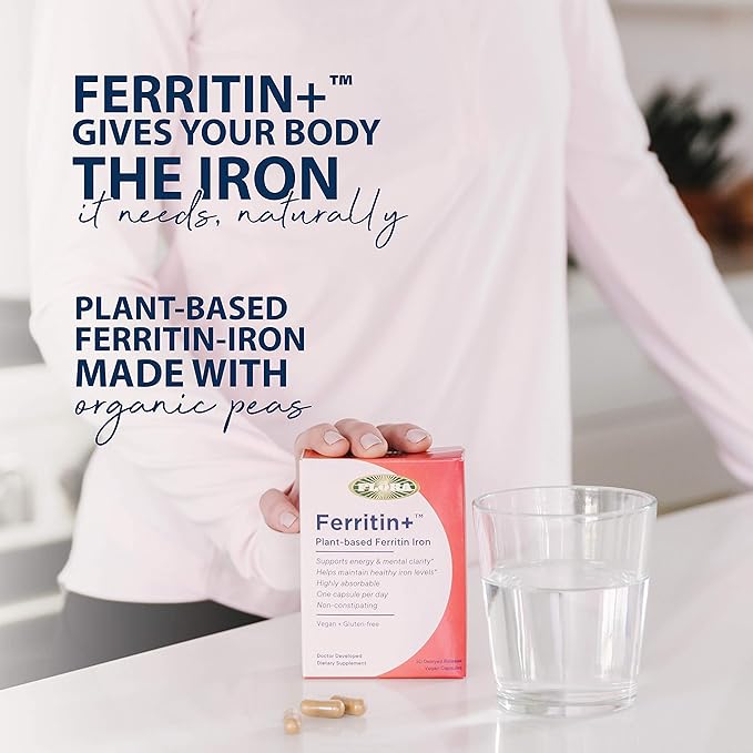 Flora Ferritin+ Delayed-Release Iron Supplement - Plant-Based Iron Supplement - Blood Cell & Energy Support - Vegan & Gluten-Free - Blister Pack - 30 Vegan Capsules