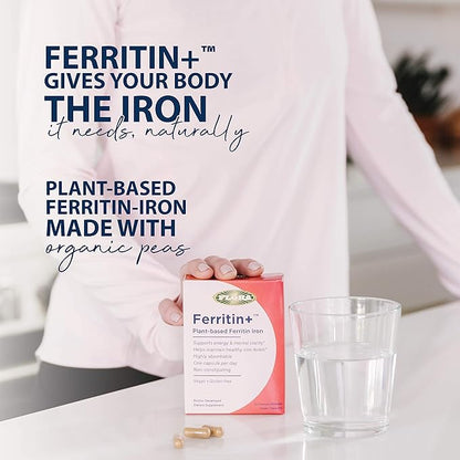 Flora Ferritin+ Delayed-Release Iron Supplement - Plant-Based Iron Supplement - Blood Cell & Energy Support - Vegan & Gluten-Free - Blister Pack - 30 Vegan Capsules