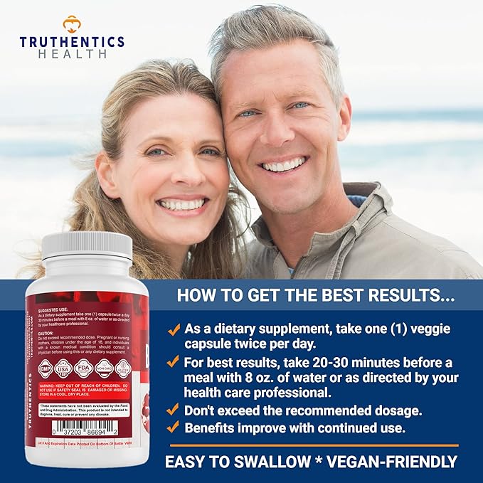 TRUTHENTICS GlucoPlus - 20 Herbs, Vitamins & Minerals with Cinnamon, Chromium, Vanadium, Bitter Melon, Alpha Lipoic Acid, Magnesium - Gluten Free, Non-GMO - 60 Capsules