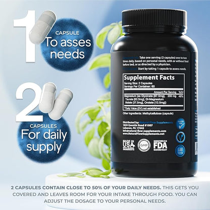Natural Flow 4X Magnesium Supplement, Magnesium Glycinate, Taurate, Malate, Orotate Complex, Calm Sleep and Cramp Support Blend, No Mag Citrate or Oxide, 120 Capsules