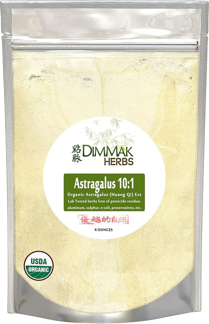 Organic Astragalus 10:1 Extract Powder | Huang Qi Concentrate Granules | Lab Tested, USDA Organic 4oz / 112g by Dimmak Herbs