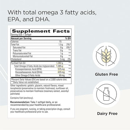 Integrative Therapeutics Pure Omega Ultra HP 1392 mg- Omega-3 Fatty Acid Supplement from Fish Oil - Supplement with EPA and DHA - Gluten-Free - Sustainably Sourced - 90 Softgels