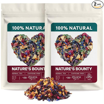 2 PACK Fruit Tea Loose (8oz.) - Wild Berries Loose Leaf Fruit Tea - Bright, Bold & Fruity - Naturally Caffeine Free - Fruta Seca para Te