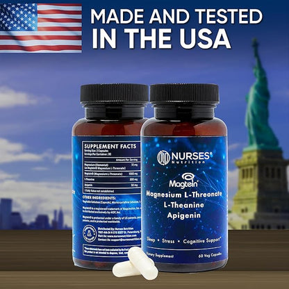 Clinically Studied – Premium High Absorption Magnesium Sleep Supplement – Magnesium L-Threonate L-Theanine Apigenin – Sleep & Stress Support – Third Party Tested – Made in USA – Gluten Free