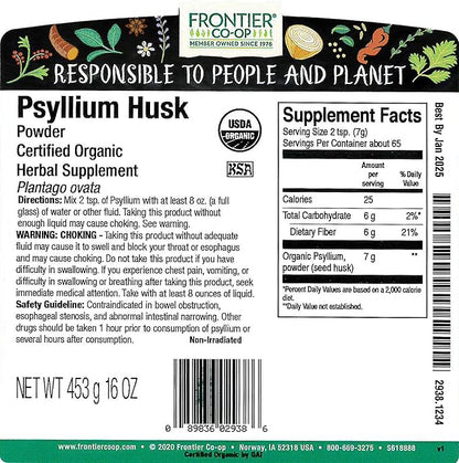Frontier Co-op Organic Psyllium Husk Powder 1lb