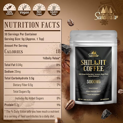 Liquid Liposomal Fulvic Humic Acid Supplement & 5000MG Shilajit Coffee for Focus, Energy