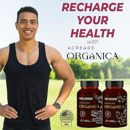 Fruits and Vegetables Supplements | Whole Foods Energy Supplements with 36 Fruit & Vegetable Blend Superfood | Essential Vitamins and Minerals | 90 Fruit & 90 Veggie Capsules