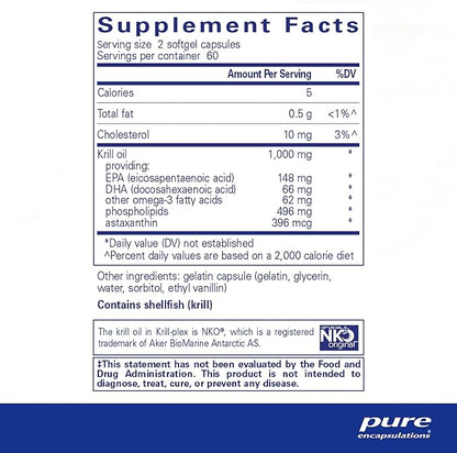 Pure Encapsulations Krill-Plex | Supports Menstrual Comfort, Heart Health, Joint Support, Cognitive Function and Skin Health | 120 Softgel Capsules