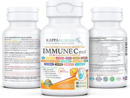 Quercetin 1,000mg, Vitamin C 1,000mg, Zinc 50mg, Vitamin D3 5,000iu, Selenium, Copper, Acerola, Ginger, Rutin, Bitter Orange, Rose Hips, Echinacea, Immune C Plus, 14 in 1 Immune C Plus (90 Count)