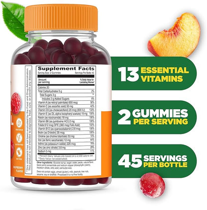 Lifeable Postnatal Multivitamin with Iron, Choline and Iodine | Great Tasting Postnatal Vitamins for Women Breastfeeding | Vegetarian Non-GMO Lactation Supplement | 90 Gummies