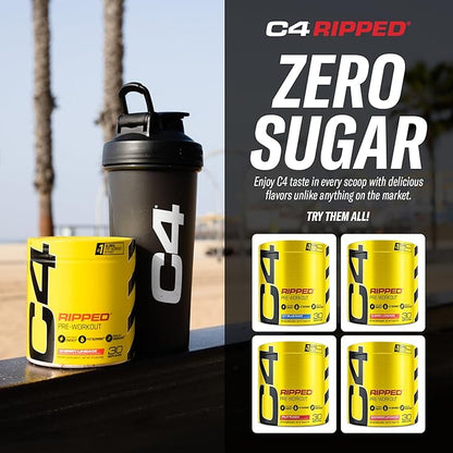 Cellucor C4 Ripped Pre Workout Powder for Energy, Beta Alanine, Sugar Free Energy Supplement Preworkout for Men & Women - 150mg Caffeine + Creatine-Free - ICY Blue Razz - 30 Servings