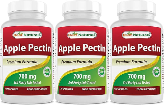 Best Naturals Apple Pectin 700 mg - Dietary Fiber - Intestinal Support - 120 Capsules (120 Count (Pack of 3))