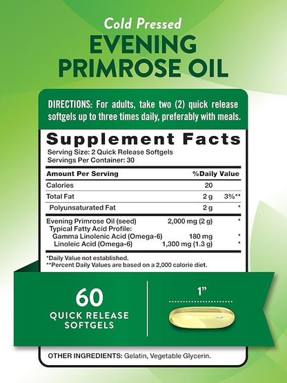 Nature's Truth Evening Primrose Oil Softgels | Cold Pressed | Non-GMO & Gluten Free Supplement