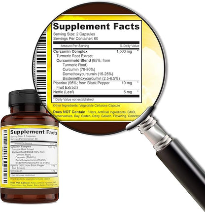 Turmeric Curcumin Complex with Piperine, 100% Pure - 120 Capsules