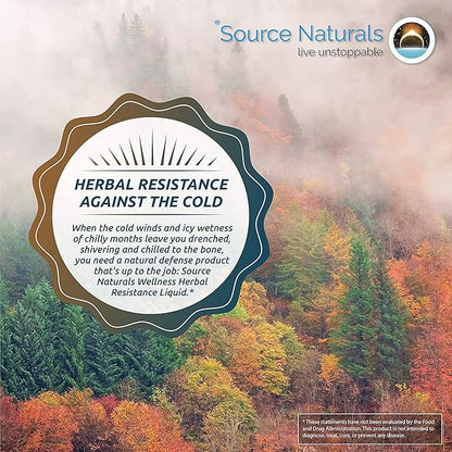 Source Naturals Wellness Herbal Resistance Liquid Immune Defense Supplement and Immunity Booster with Echinacea, Elderberry and Yin Chiao - 8 Fluid Oz