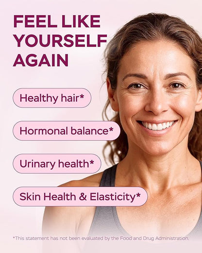 Improved Complex Saw Palmetto for Women Wellness with DHEA Supplement and Collagen Peptides 900mg - Advanced Formula for Hair Skin and Nails - Vitamins & DHT Blocker for Women Hair Growth 60 Capsules