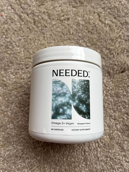 Needed. Vegan Omega-3 DHA & EPA Supplement - 500mg Omega-3 + 100mg Choline, Plant-Based Capsules, Sustainably Sourced Algae Oil, 2 Capsules Daily, 30-Day Supply