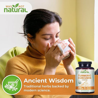 Organic Turmeric Curcumin Supplement in Capsules with Ginger and Black Pepper - Tumeric