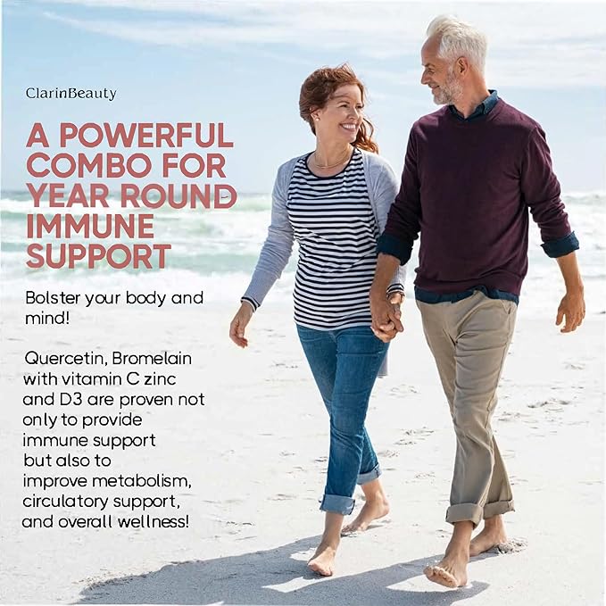 ClarinBeauty Quercetin 1000mg Zinc 50mg Vitamin C 1000mg Vitamin D 5000 IU Bromelain Elderberry & 350mg of Immune Defense Support Supplement Enriched with Artemisinin, Sea Moss, Garlic, Echinacea