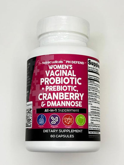 Clean Nutraceuticals Vaginal Probiotics for Women + Prebiotics 20 Billion Cranberry Pills w D-Mannose 500 mg for Urinary Tract Health pH Balance - for Vaginal Health Supplements Pills - 2Pack