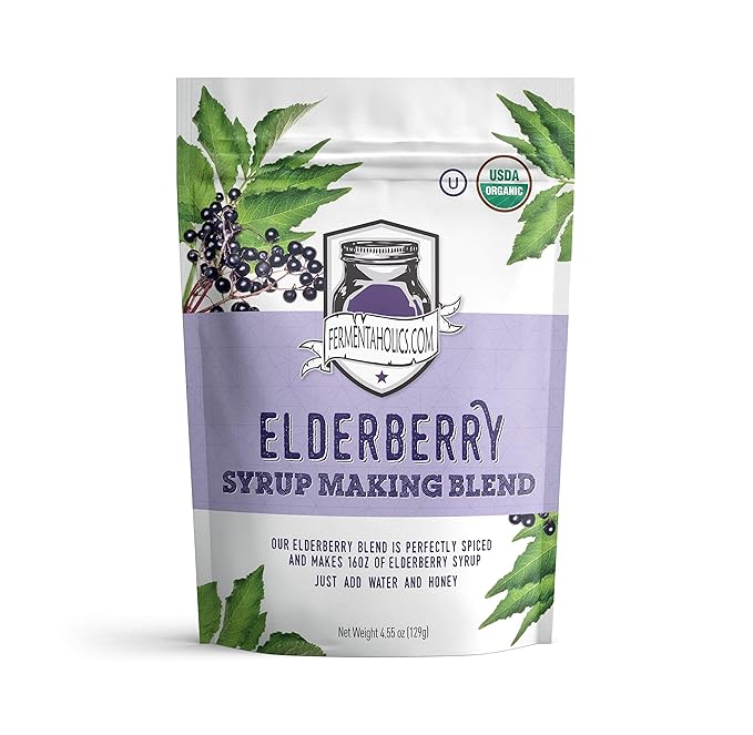 Fermentaholics | USDA Organic Dried Elderberry Syrup Making Blend - | Easily Make Your Own Elderberry Syrup or Tea! | All Natural Free of Chemicals |