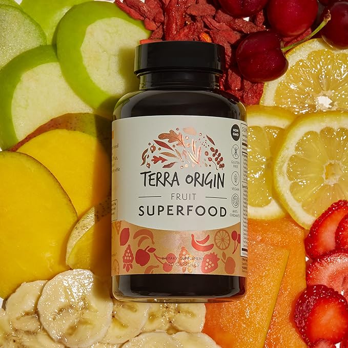 TERRA ORIGIN Fruit Superfood Supplements | 90 Capsules | Supports Energy, Non GMO, and Gluten Free | for Adults and Women