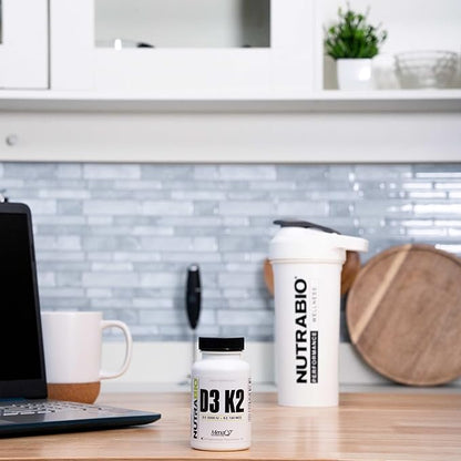 NutraBio Vitamin D3 K2 | 5000 IU D3 as Cholecalciferol with Vitamin K2 as MENA-Q MK7 (180mcg) | Support Bone and Heart Health | Non-GMO, Gluten Free, Lactose Free | 60 Vegetable Capsules