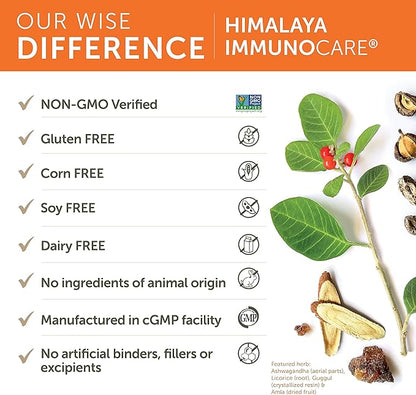 Himalaya ImmunoCare for Active Immune Support and Cellular Defense, 840 mg, 240 Capsules, 2 Month Supply