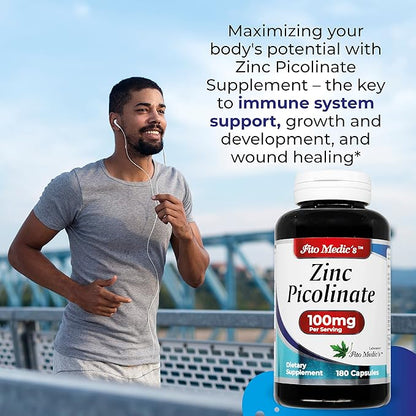LAB | zinc supplements | zinc 100mg | Zinc Picolinate | Immune Support Supplement | 180 Capsules| zinc supplements | Ultra high Absorption.