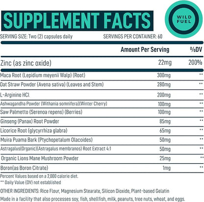Fertility Supplements for Men Prenatal Vitamin - Maca Root, Ashwagandha, Zinc, Plus Naturals - Conception for Him Men Fertility Vitamins and Male Fertility Support Supplements - 120 Caps for 2 Months
