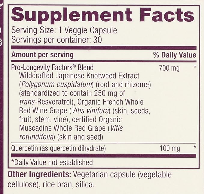 Reserveage Beauty Resveratrol 250 mg - Best Trans-Resveratrol - Vegan Antioxidant Supplement for Cellular & Heart Health - Aids Healthy Aging & Immune Health - 30 Vegetable Capsules (30 Servings)