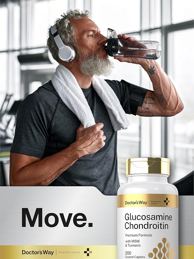 Doctor's Way Glucosamine Chondroitin Turmeric MSM | 200 Caplets | Advanced Support Complex | Non-GMO, Gluten Free Supplement