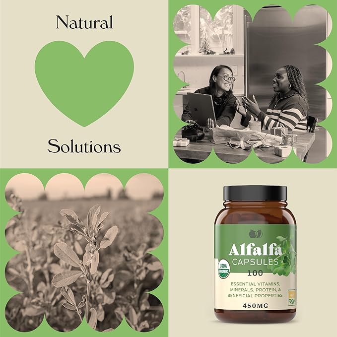 Complete Natural Products Pure Alfalfa Leaf - 100 Capsules - 630mg of Pure Dried Organic Alfalfa Leaf Powder in Veggie Capsules
