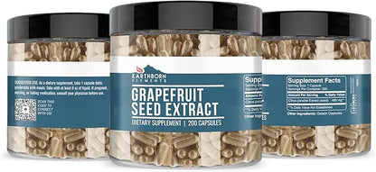 Earthborn Elements Grapefruit Seed Extract 200 Capsules, Pure & Undiluted, No Additives