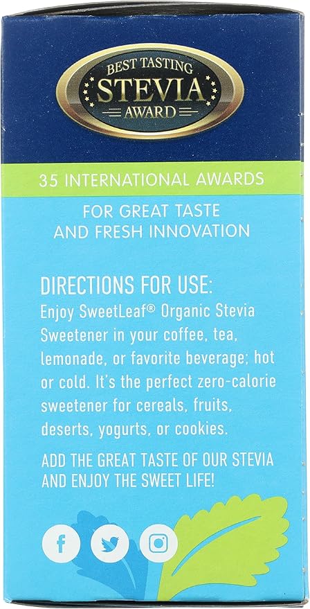 SweetLeaf Organic Stevia Powder Packets - Zero Calorie Sweetener with Stevia Leaf Extract, No Artificial Sweetener Additive, Sugar Free, Keto Friendly, Non GMO, Gluten Free - 70 Packets (Pack of 1)